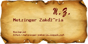 Metzinger Zakária névjegykártya